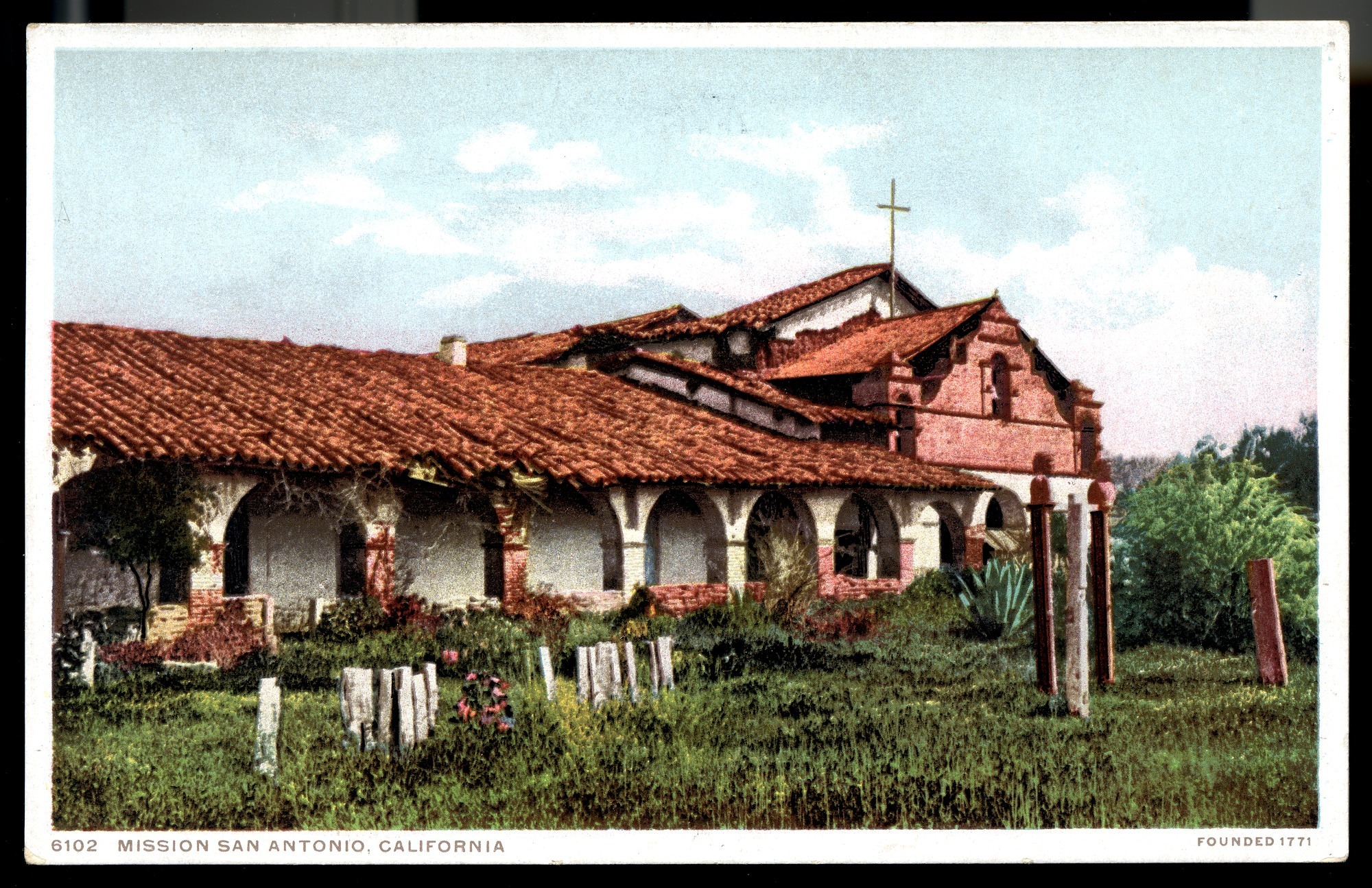 California Mission Colored Postcards 12 | California Missions Postcard 11 – Mission San Antonio, California. Founded 1771. Detroit Publishing Company. ca 1910. NMAH 1986.0639.2052.
