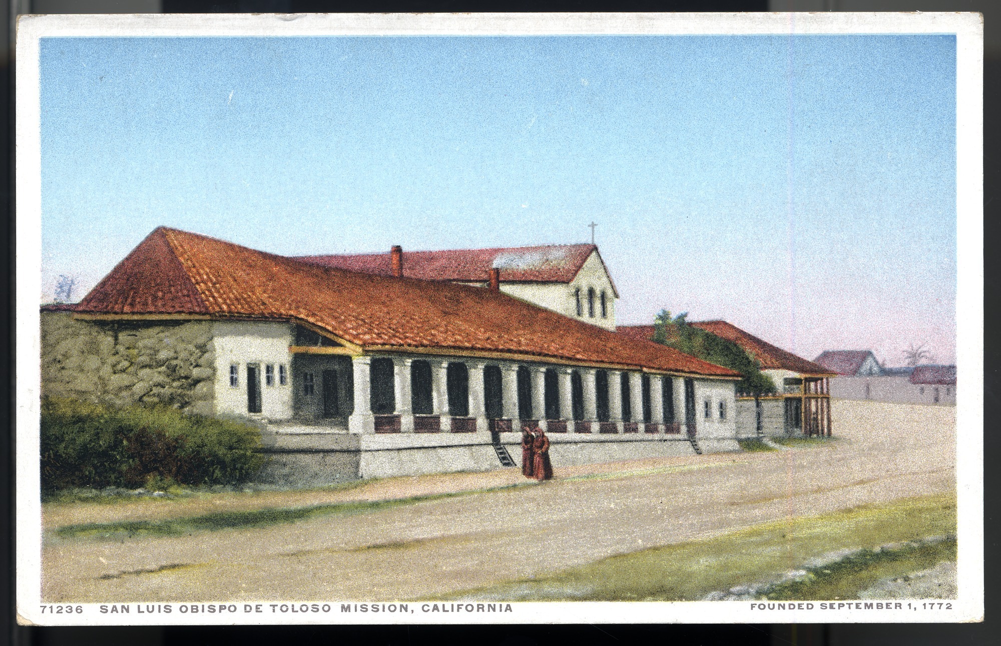 California Mission Colored Postcards 21 | California Missions Postcard 20 – San Luís Obispo De Toloso Mission California. Founded September 1, 1772. Detroit Publishing Company. ca 1910. NMAH 1986.0639.2051.