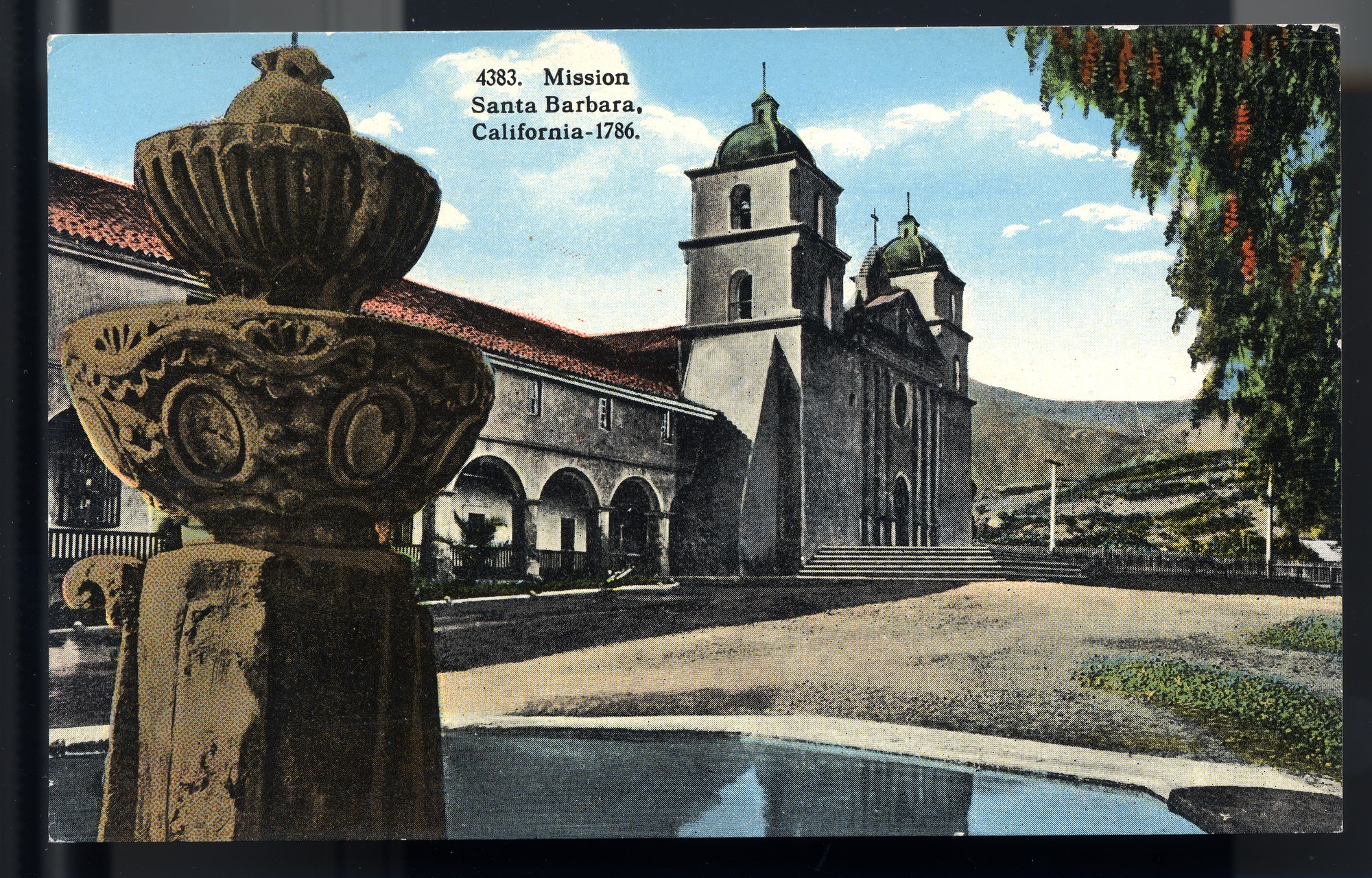 California Mission Colored Postcards 35 | California Missions Postcard 34 – Mission Santa Barbara, California – 1786. I. L. Eno Company. Curt Teich Company. ca 1914. NMAH 1986.0639.0327.