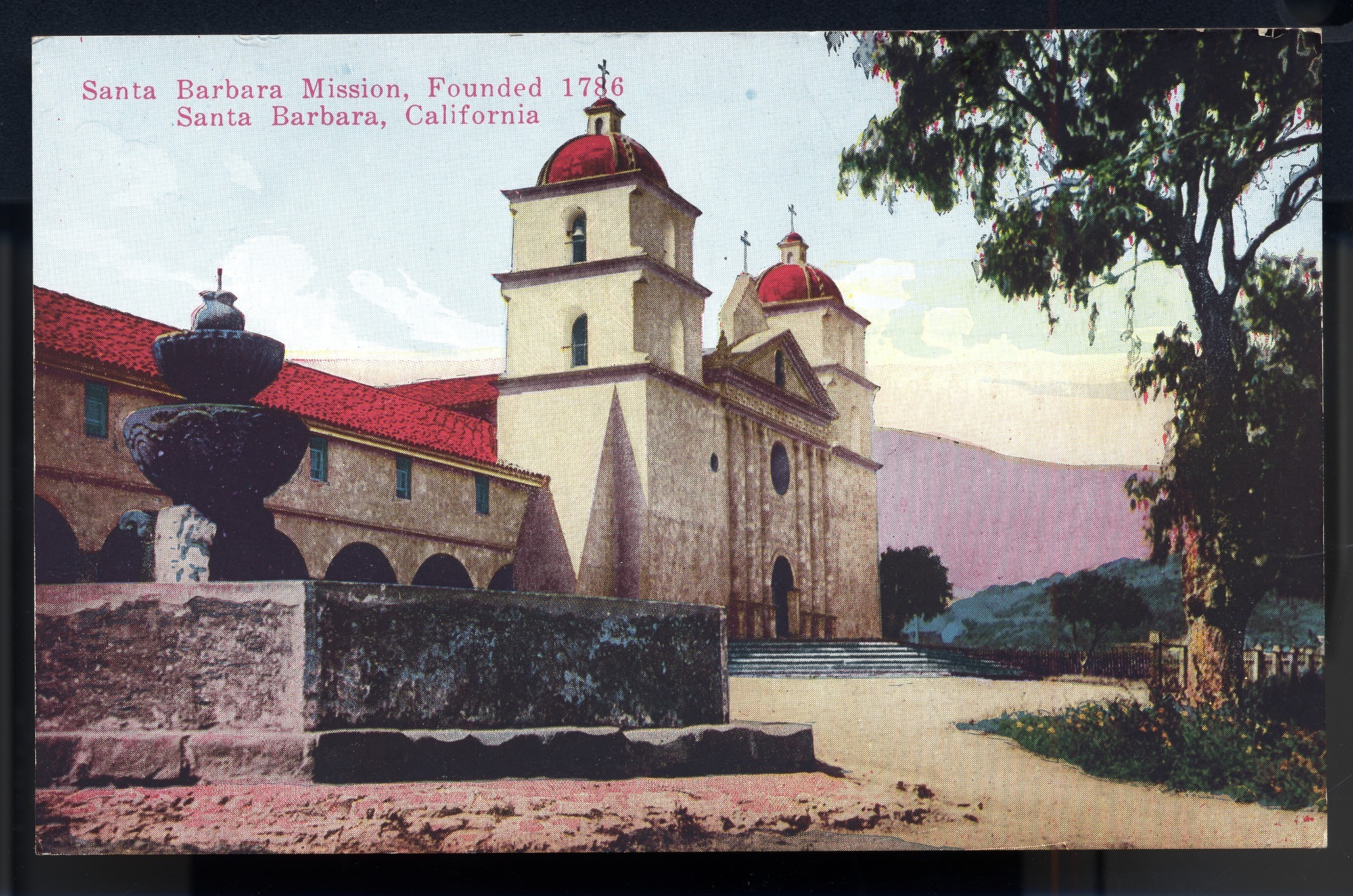 California Mission Colored Postcards 36 | California Missions Postcard 35 – Santa Barbara Mission, Founded 1786, Santa Barbara, California. Van Ornum Colorprint Company. M. Kashower Company. 1908-1921. NMAH 1986.0639.0498.