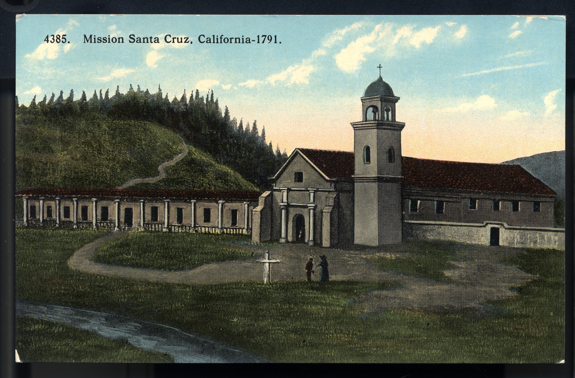 California Mission Colored Postcards 44 | California Missions Postcard 43 – Mission Santa Cruz, California – 1791. I. L. Eno Company. Curt Teich Company. ca 1914. NMAH 1986.0639.0318.