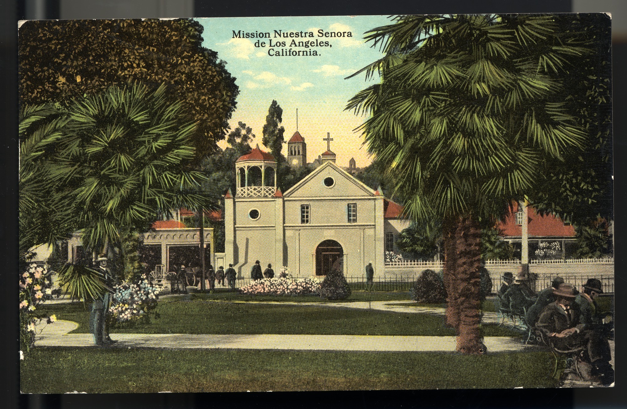 California Mission Colored Postcards 66 | California Missions Postcard 65 – Mission Nuestra Señora de Los Ángeles, California. Eno & Matteson. Curt Teich Company. ca 1915. NMAH 1986.0639.0596.