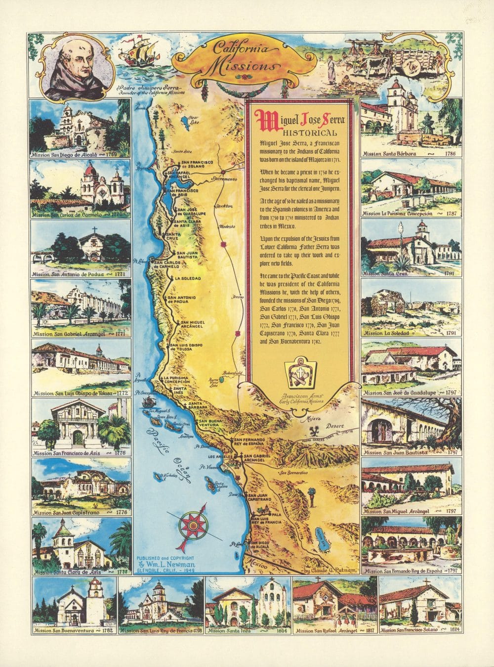 California Missions Maps 2 | California Missions California Missions by Claude G. Putnam