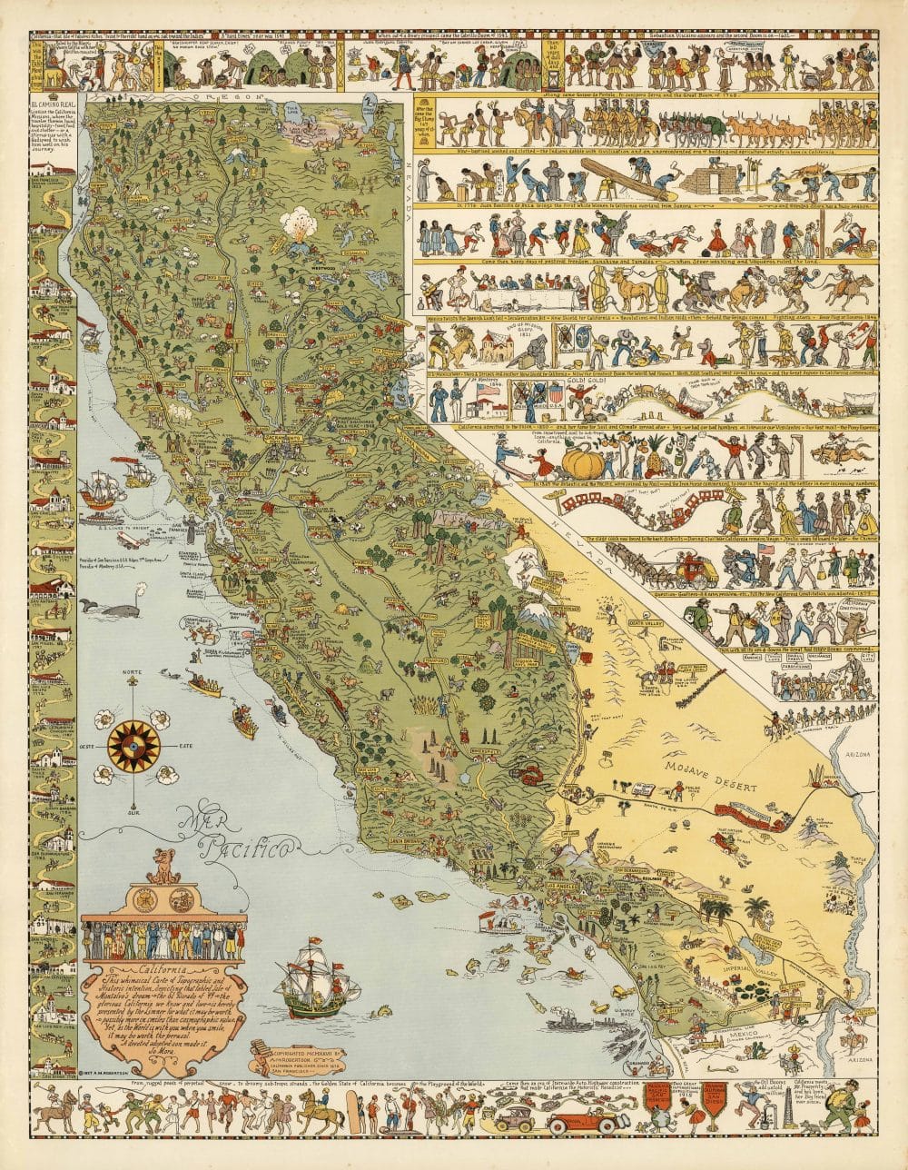 California Missions Maps 6 | California Missions California by Jo Mora (1876-1947)