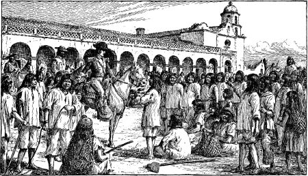 Dodge and Harmer's illustrations 21 | California Missions Indians at San Luis Rey Refuse to Work for Captain Portillà, 1834 - A. F. Harmer