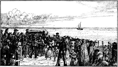 Dodge and Harmer's illustrations 24 | California Missions Santa Barbara in Revolt. Father-President Narciso Durán brought back to the Mission in a Coach after a Failed Attempt to Exile him from California, c. 1834-35 - A. F. Harmer