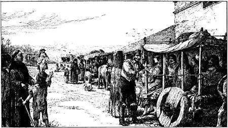 Dodge and Harmer's illustrations 27 | California Missions Under the Comisionado System II. Uninvited Visitors arrive at Mission San Gabriel Arcángel, 1840 - A. F. Harmer