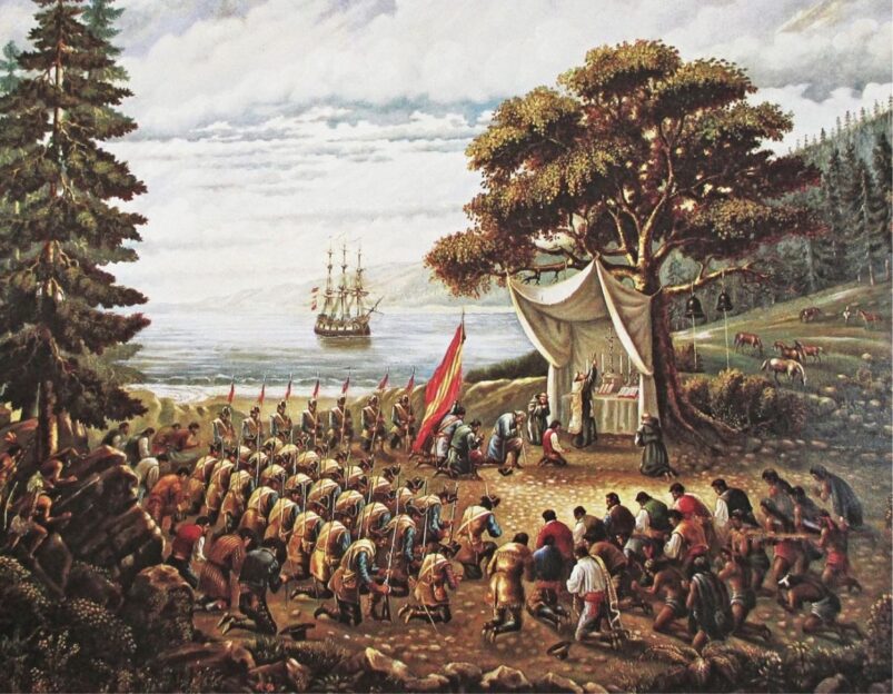 Early Hardships in San Diego 5 | California Missions Father Serra Celebrates Mass at Monterey - Léon Trousset - 1877