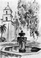 History of Santa Barbara 4 | California Missions A fountain at Santa Barbara