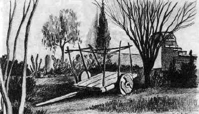 History of San Miguel Arcángel 5 | California Missions An handcart used to carry out daily routine at the Mission