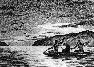 History of San Rafael Arcángel 6 | California Missions Native American Indians on a dugout canoe