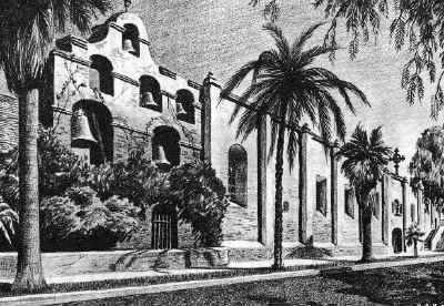 History of San Gabriel Arcángel 2 | California Missions Old picture of Mission San Gabriel Arcángel
